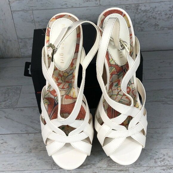 Michael Kors Platform Cork Wedges Strappy Sandals Ivory Leather Ennette Size 9.5 - Picture 11 of 11